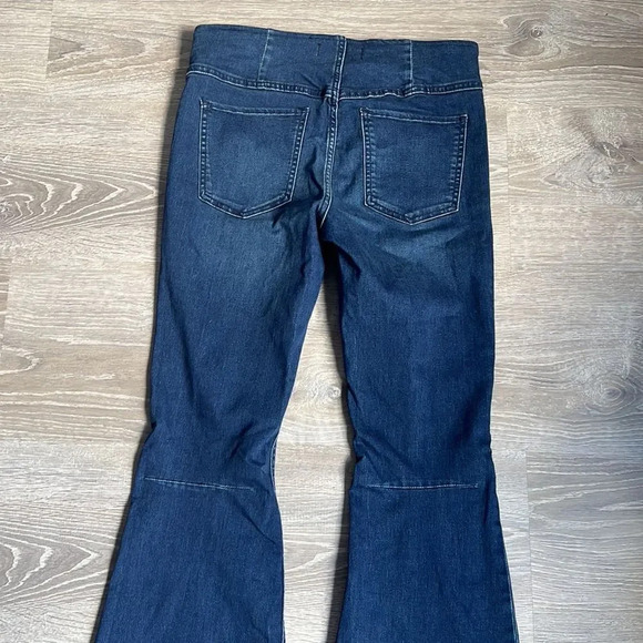 Free People Flare Penny Pull On Denim Jean in Rich Blue - Picture 12 of 13